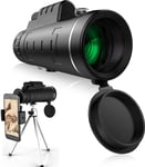 Maoge｜Monocular HD telescope with High Magnification 40X60 Power, Easy Focus for Birds,Wild Life, Hiking, Camping, Compass, Smart Phone Holder, Adjustable Silver Tripod Included