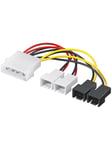 Pro Power cable/adapter for PC fans 5.25 inch male to fan 2x 12 V/2x 5 V