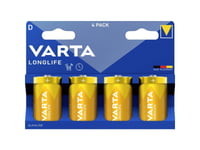 D-Batteri Varta Varta Longlife D Blister 4 Alkali-Mangan 1,5 V 4 St