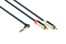 Câble de Connexion Audio Good Connections Prise Jack 3,5 mm vers fiche RCA 2X (RCA) - coudé d'un côté 1,5 m Bleu foncé