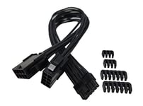MICRO CONNECTORS Premium Sleeved Cable for RTX 30 Series 12-Pin to Dual 8-Pin PCIe GPU Power Extension Cable (300mm) - Black (F04-250BK)