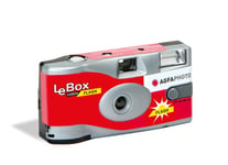 AGFA PHOTO 601020 - Appareil Photo Jetable LeBox Flash, 27 photos, Objectif Optique 31 mm - Gris et Rouge - Neuf