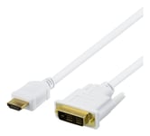 DELTACO HDMI till DVI-kabel, 7m, Full HD, vit