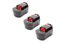 vhbw 3x NiMH batterie 1500mAh (14.4V) pour outil électrique outil Powertools Tools Black & Decker FS1402D, FS14PS, FS14PSK, HP142K, HP142KD