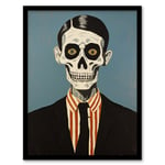 Looking Sharp By Ryan Ramirez Smart Skeleton Bones Portrait Passport Picture Halloween Art Print Framed Poster Wall Decor