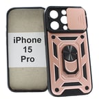 TPU Tough Slide Case iPhone 15 Pro (Ljusrosa)