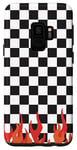 Galaxy S9 Black and White Checkered Checkerboard Pattern with Flam Case