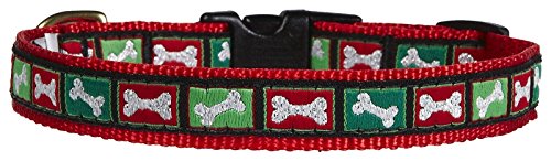 Up Country XBO-C-S Christmas Bones Dog Collar Narrow 5/8 Inches S