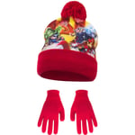 Avengers Hat and Glove Set One Size for 3 Years + Red