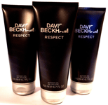 3x David Beckham Respect shower gel for men 200ml, Beckham body wash shampoo