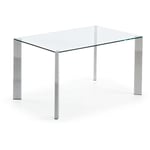 KAVE HOME Table de salle à manger Spot rectangulaire 142 x 92 cm en verre et pieds acier - Transparent Kave Home