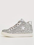 V by Very Girls Hi Top Trainer, Silver, Size 11 Younger