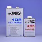 West System Epoxypaket med snabb härdare 105/205 B-pack, 105-B Epoxy Resin + 205-B Fast Hardener, 6 kg (5 bas 1 härdare)
