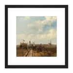 Rochussen Race Track Scheveningen Horse Painting 8X8 Inch Square Wooden Framed Wall Art Print Picture with Mount