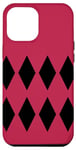 Coque pour iPhone 13 Pro Max Couleur de l'année 2023 VIVA MAGENTA motif arlequin noir