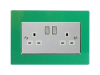 Focus Plastics DOUBLE LIGHT SWITCH SOCKET COLOURED ACRYLIC SURROUND FINGER PLATE - BUY 2 GET EXTRA 1 FREE (10 COLOURS) … (Green)