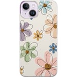 Apple iPhone 14 Transparent Mobilskal Tecknade Blommor