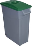 Solent Plastics 65 Litre Slim Bin Mobile Recycling Waste Catering Office Container with Lid - Open or Closed Lid - Handles - 4 Colours - Great Value (Green CLOSED Lid)