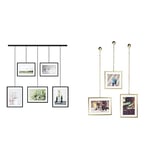 Umbra Exhibit Picture Frame Gallery Set, Adjustable Collage Display for 5 Photos, Prints, Artwork and More, Holds two 4x6 and three 5x7 Photos, Black & Fotochain, Multi Picture Frames for the Wall