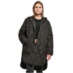 Urban Classics Women's Oversized Diamond Quilted Hooded Coat, Black, 5X-Large