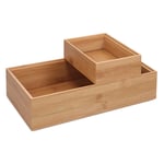 Navaris Bamboo Storage Boxes - Set of 2 Wooden Stackable Box Organisers for Bedroom, Kitchen, Bathroom, Living Room, Makeup, Jewellery, Accessories