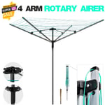 50M Rotary Airer Outdoor 4 Arm Washing Clothes Line Garden Dreyer Ground Spike