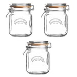 3pcs Kilner Large 1L Glass Food Preserving Cliptop Storage Jars Tea Coffee Sugar