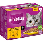 Whiskas 1 + porsjonsposer 12 x 100/85g - Fjærkreutvalg i saus (12 x 85 g)