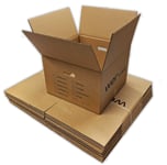 15 Large Double Wall Cardboard Moving House Boxes 45.7cm x 30.5cm x 30.5cm with Carry Handles and Room List