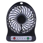 ADAPTATEUR Portable Rechargeable LED Fan air Cooler Mini Operated Desk USB 18650 Battery BK