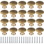 20x Borstad Guld Vintage Mässing Dörrknoppar 30mm Runda Möbel Ha-Xin