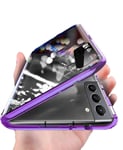 SiGrid Case for Samsung Galaxy S21+ 5G, Magnetic Case with Camera Lens Protector Tempered Glass Clear Double Sided Cover Metal Frame Magnet 360 Degree Full Coverage Lens Protective Case - Purple