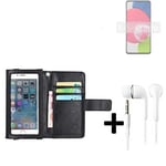 Wallet Case Cover for Samsung Galaxy A52s 5G + headphones black screen protector