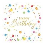 Pappersservett "Happy Birthday" 33x33cm 16-pack Flerfärgad