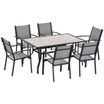 7 Piece Garden Furniture Set with Dining Table Chairs 6 Seater