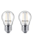 Philips LED-glödlampa Classic Mini-ball 2W/827 (25W) Clear 2-pack E27
