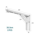 Folding Shelf Triangular Brackets Stainless Steel For Save Space White 10 Inch