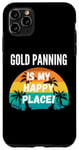 Coque pour iPhone 11 Pro Max Gold Panning Is My Happy Place, design vintage rétro coucher de soleil