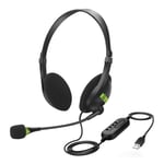USB Headset with Microphone, 1.8m Length PC Headset with Adjustable Noise Canceling Earphone Call Center Headset, Multi-Use USB Headset Earphone for PC, Laptop, etc