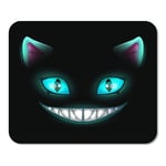Mousepad Computer Notepad Office Blue Smile Fantasy Scary Smiling Cat Face on Black Cheshire Alice Eyes Fairy Horror Home School Game Player Computer Worker Inch