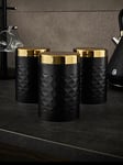 Swan Set Of 3 Canisters With Diamond Pattern - Black