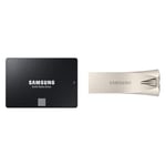 Samsung SSD 870 EVO, 1 TB, Form Factor 2.5”, Intelligent Turbo Write, Magician 6 Software, Black (Internal SSD) & flash drive Champagne silver 128 GB