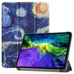 Suitable for ipad pro11 inch tri-fold bracket ultra-thin cartoon painted protective shell-Starry sky