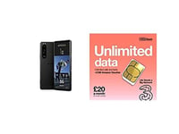 Sony Xperia 1 III- SIM Free - 12GB RAM - 256GB Storage - Dual SIM hybrid - Black with Three Sim Only 5G 24 Month contract with unlimited data