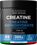 Bandini® Creatine Monohydrate Powder Pure | 300G (88 X 3G Servings) Micronised f