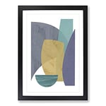 Big Box Art Abstract Forms Framed Wall Art Picture Print Ready to Hang, Black A2 (62 x 45 cm)