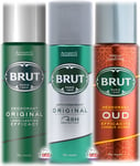 Brut Original Anti-Perspirant & Deodorant No Marks Spray Set of 3 x 200