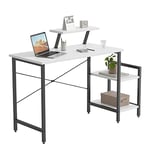 CubiCubi Petit Bureau d'ordinateur Informatique 100 * 50 cm - PC Gaming Table Stable avec 2 Étagères Mobiles et Support d'écran, Montage Facile pour Travailler Etudier Jouer Chambre Domicile, Blanc