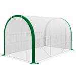 Folieväxthus 3,58 x 2,1 x 2,1 m tunnelväxthus med rulldörr för trädgård & balkong, galvaniserat stål, vit