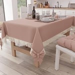 PETTI Artigiani Italiani - Nappe Rectangulaire Tissu avec Dentelle de Saint-Gall, Nappes de Table en Coton 6 Places, 140x180 cm, Saumon, Accessoires De Cuisine 100% Made in Italy